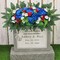 Artificial Cemetery Flower Saddle – Realistic Silk Mums & Red Roses Grave Decoration for Headstones, Tombstones, Outdoor Memorials, Autumn, Christmas, Funeral Floral Arrangement